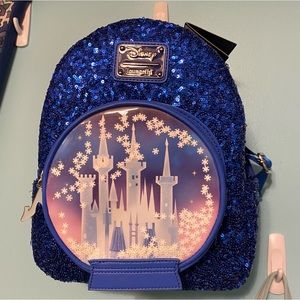 NWT Sequin Castle Snow Globe Mini Backpack